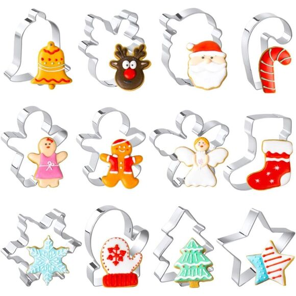 NEW‎ Christmas Cookie Cutters Set, 12 Pieces  (4282) - Picture 1 of 7